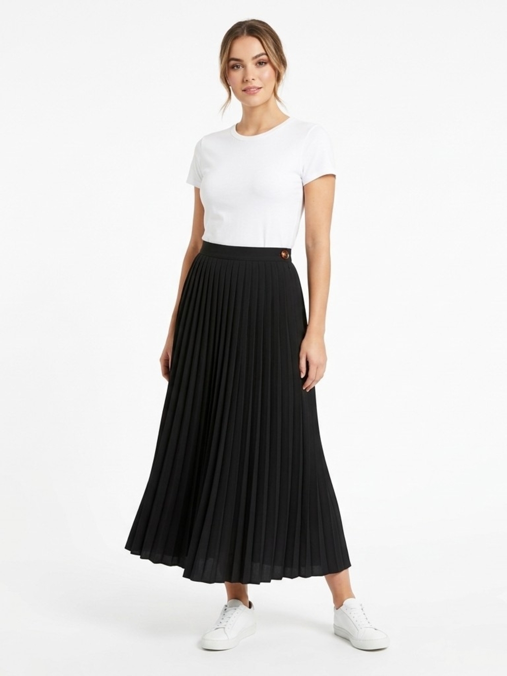 Vintage Laura & Jayne Collection Black Pleated Midi Skirt Size 10